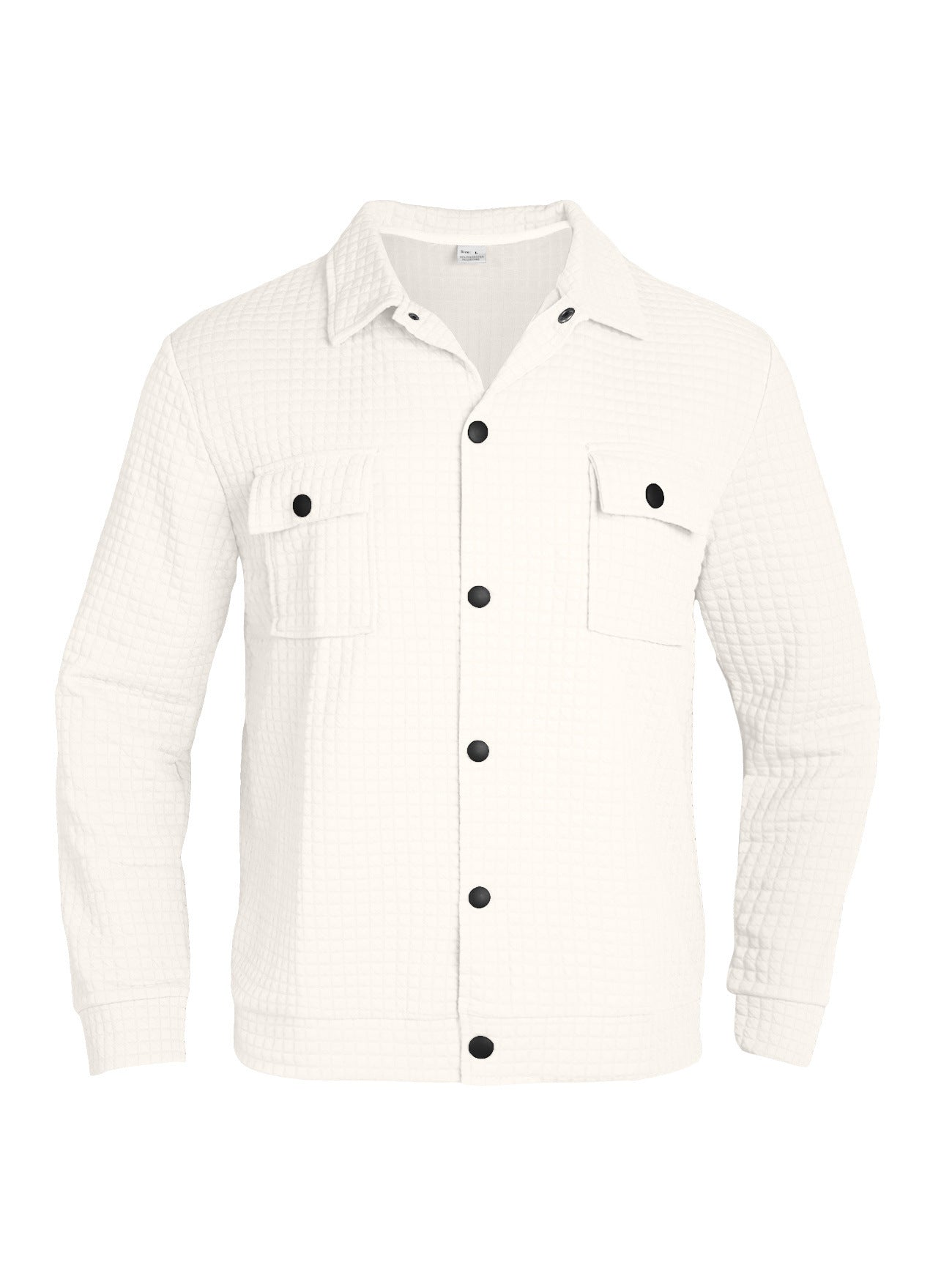 Casual Jacquard Checkered Loose Knit Work Wear For Men mens coat Distinguished Fine Apparel White S