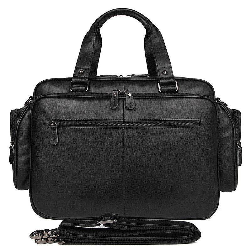 Gentlemen's Quality Genuine Leather bag - Large Capacity Professional gents bag Distinguished Fine Apparel Black