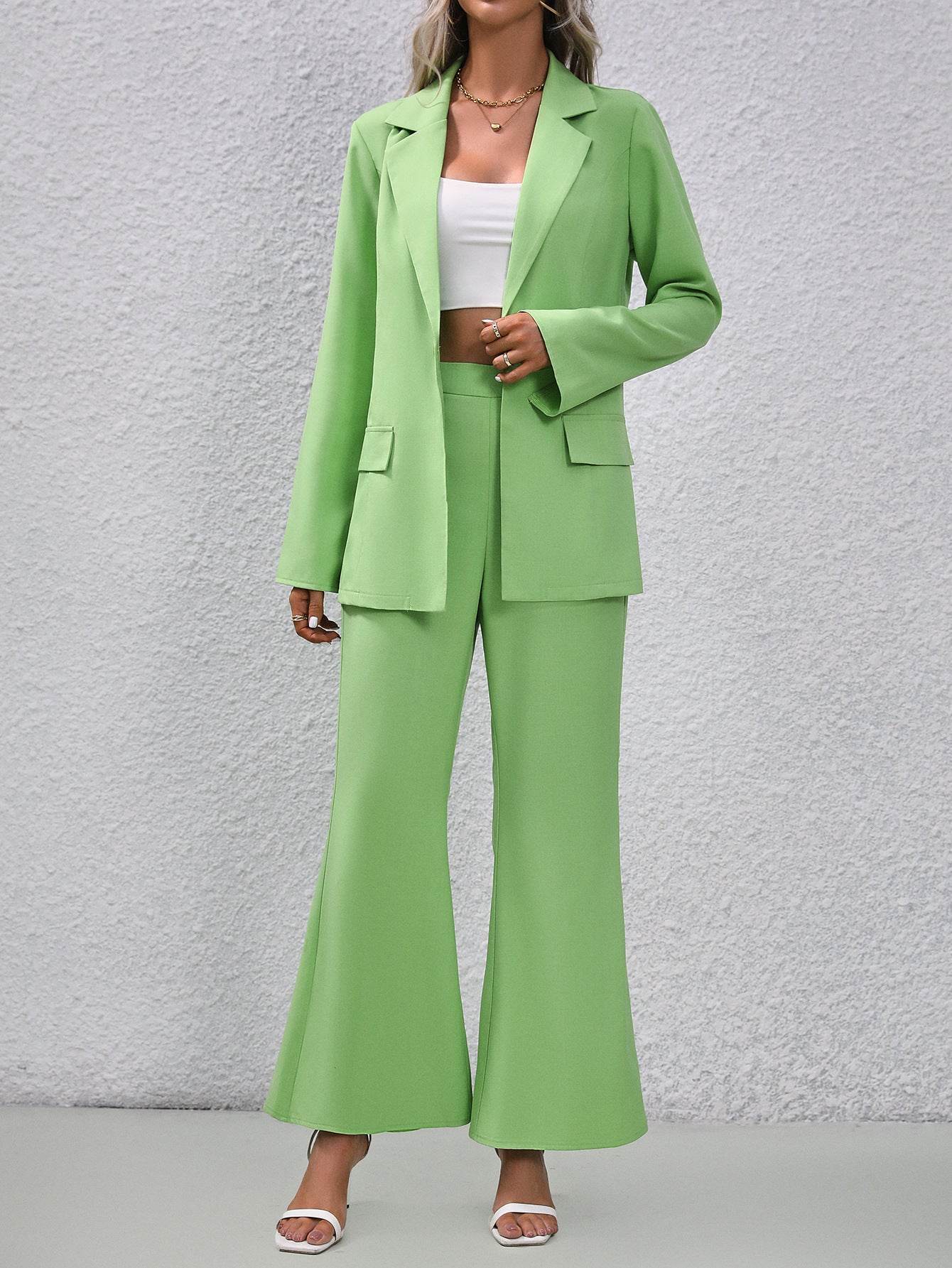European and American Styled Suit - Casual Ladies Bell Bottom Pants ladys suit Distinguished Fine Apparel