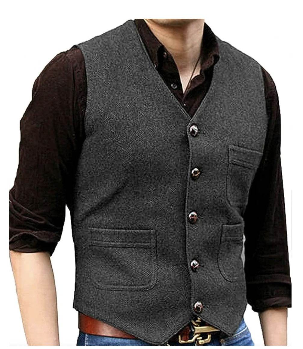 Gentlemen's Casual Wool Waistcoat Slim Fit gents vest Distinguished Fine Apparel Grey S