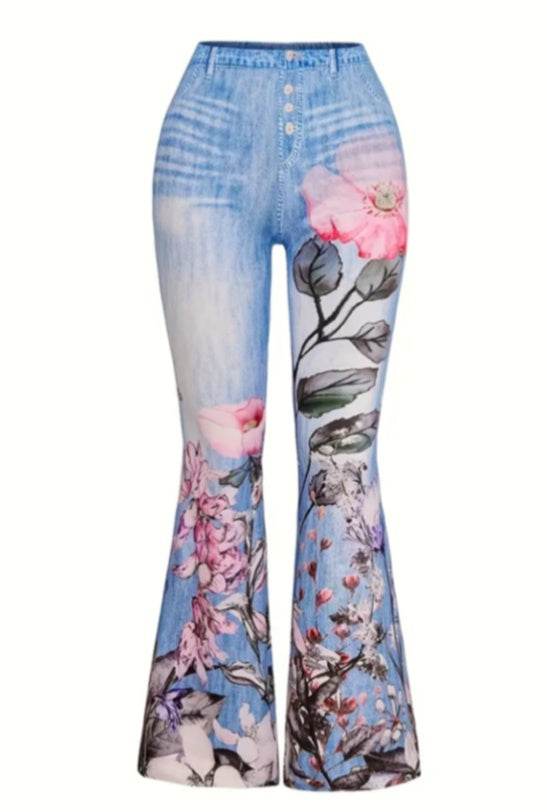 Lady's Printed Jeans, Unique Stylish Beautiful ladys pants Distinguished Fine Apparel Style1 S