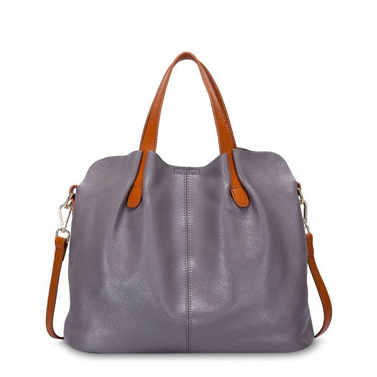 Women's Genuine Leather Hand Bag - Elegant Simplicity ladys accessorys Distinguished Fine Apparel Light grey