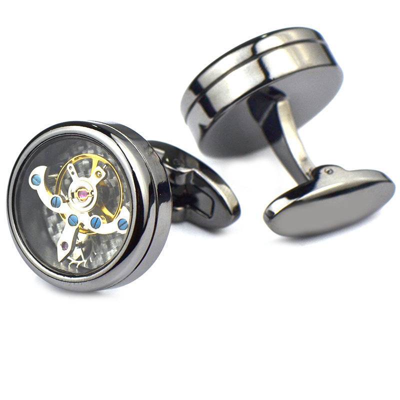 Men's Mechanical Movement Cuff Links - Unique and Eccentric gents accessorys Distinguished Fine Apparel Black