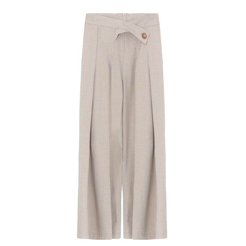 Professional Women's Designer High-Quality Wide Leg Pants ladys pants Distinguished Fine Apparel Beige L