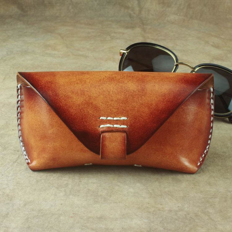 Handmade Retro Leather Sunglasses Case – Premium Genuine Leather gents accessorys Distinguished Fine Apparel Yellow brown