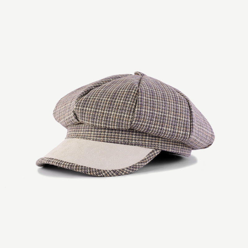 News Girls Plaid Hat - Thin Light Weight womens hat Distinguished Fine Apparel Beige