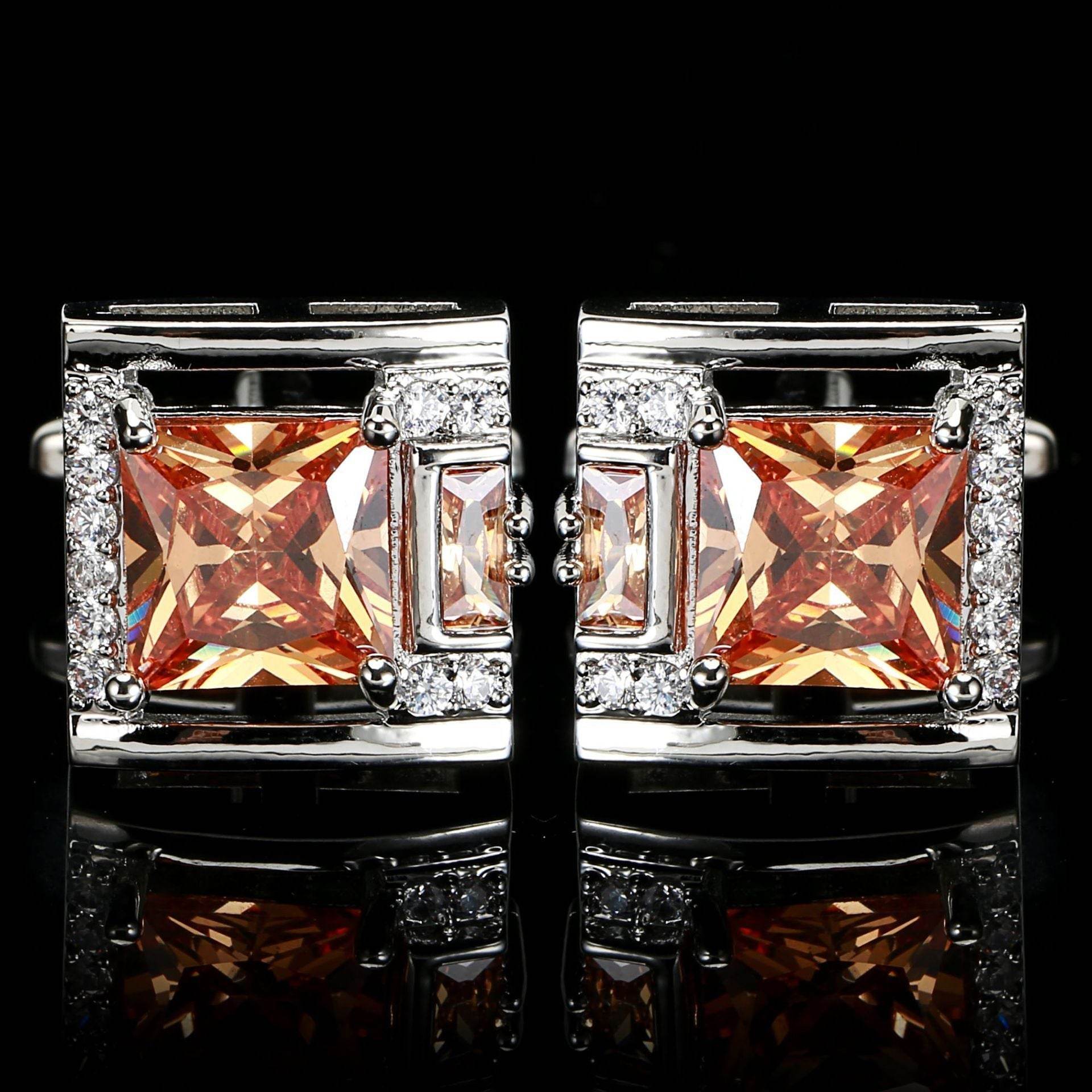 Tough Square Crystal inlay Men's Cufflinks Light Luxury gents accessorys Distinguished Fine Apparel
