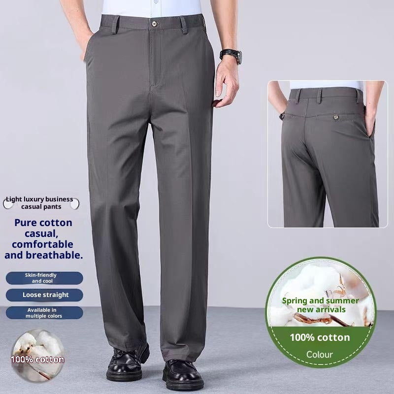 Men's Casual Straight-leg Cotton Plus Size Trousers mens pants Distinguished Fine Apparel
