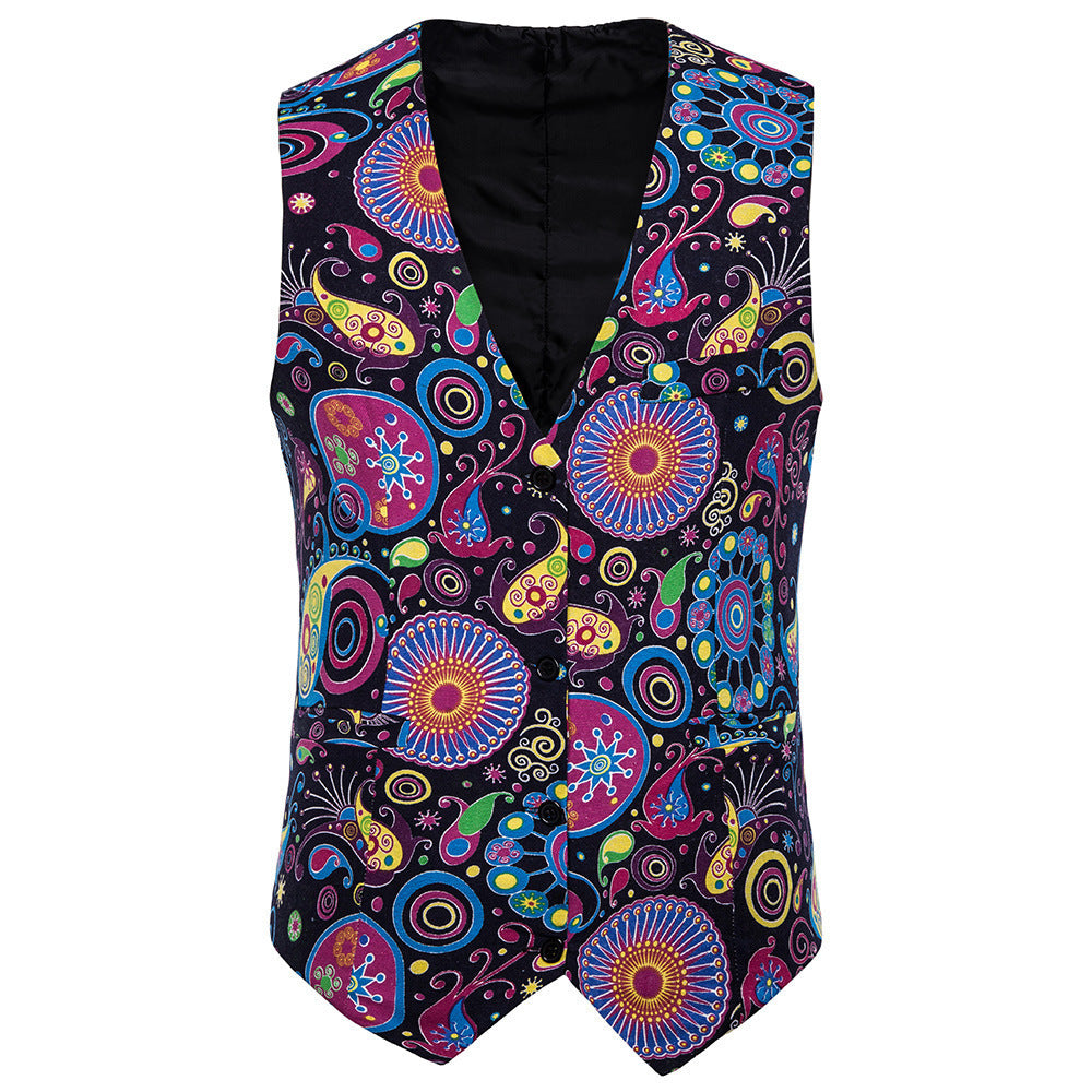 Men's Casual Ethnic Print Vest gents vest Distinguished Fine Apparel MJ09 M