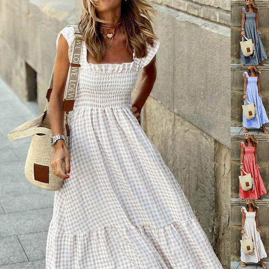 Ladies Summer Fun Classic Style Dress, Sleeveless A-line - Print Pleated and Ruffles dresses Distinguished Fine Apparel