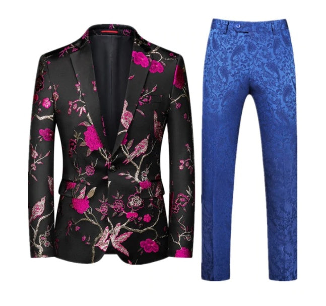 Mens suit that commands - Eccentric Fashion mens suit Distinguished Fine Apparel Red and blue trouser suit M