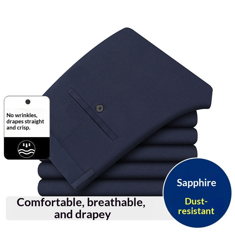 Men's Stretch Casual Pants, Loose-Fit Wrinkle-Resistant, Iron-Free Dress Pants mens pants Distinguished Fine Apparel Sapphire Blue 29
