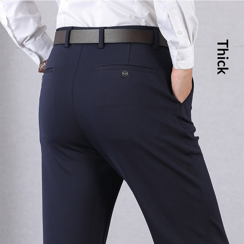 Casual Elastic Waist Biusiness Pants mens pants Distinguished Fine Apparel Navy Blue SpringAutumn Thick 29
