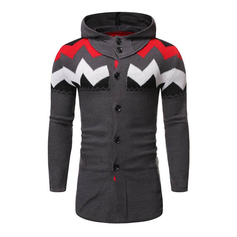 Gentlemen's Knitted Cardigan - Autumn And Winter European Cote gents top Distinguished Fine Apparel Grey M