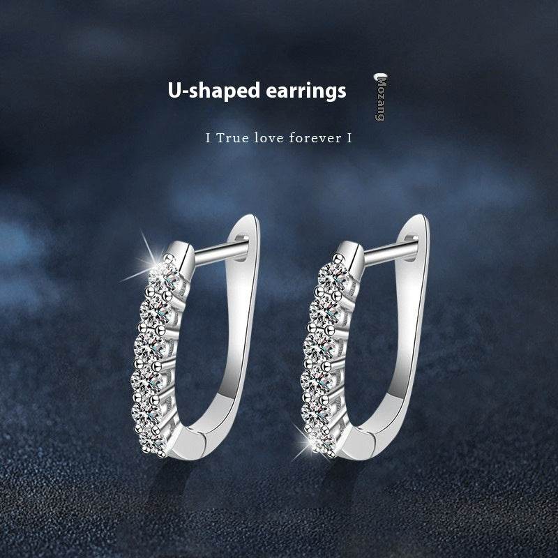 925 Sterling Silver U-shaped Earrings ladys earrings Distinguished Fine Apparel