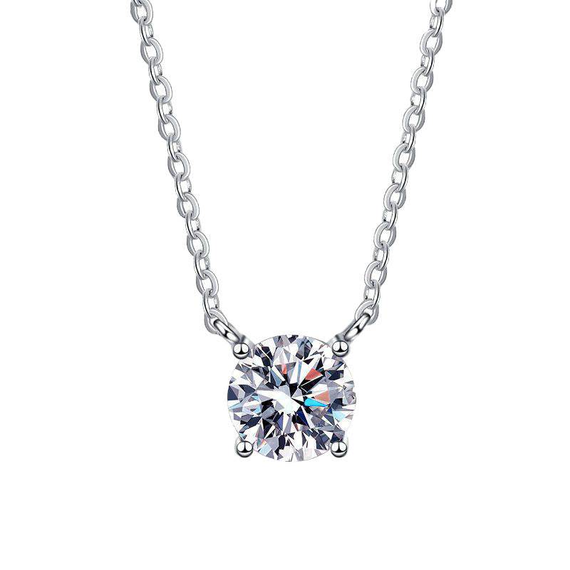 Ladies Light Luxurious S925 Sterling Silver - Exquisite Moissanite 1-5 Karat Gem Stone ladys accessorys Distinguished Fine Apparel 3 Karat Moissanite