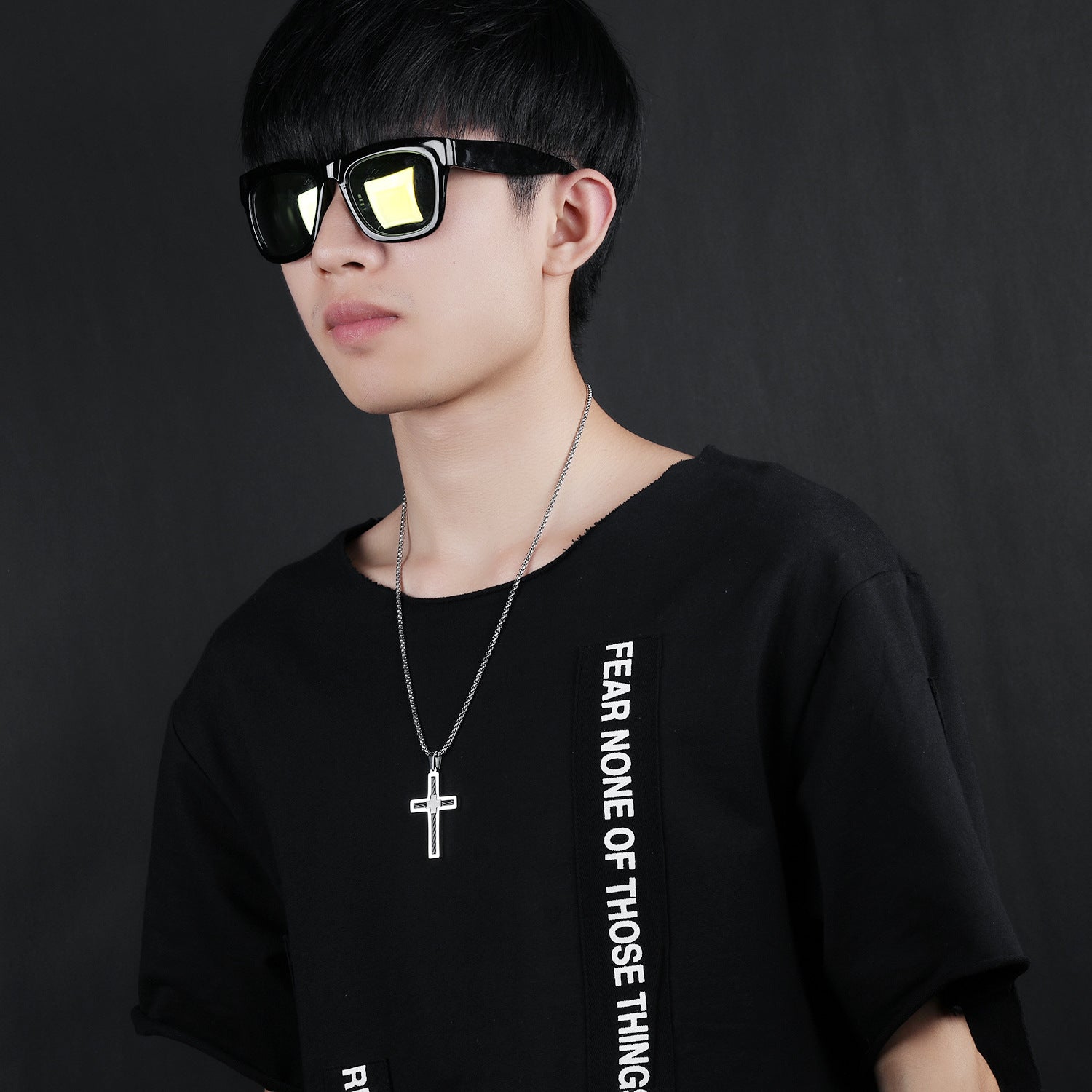 Titanium Steel Wire Cross Men's Necklace Mens Jewelry Distinguished Fine Apparel