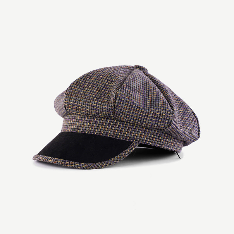 News Girls Plaid Hat - Thin Light Weight womens hat Distinguished Fine Apparel Dark Purple