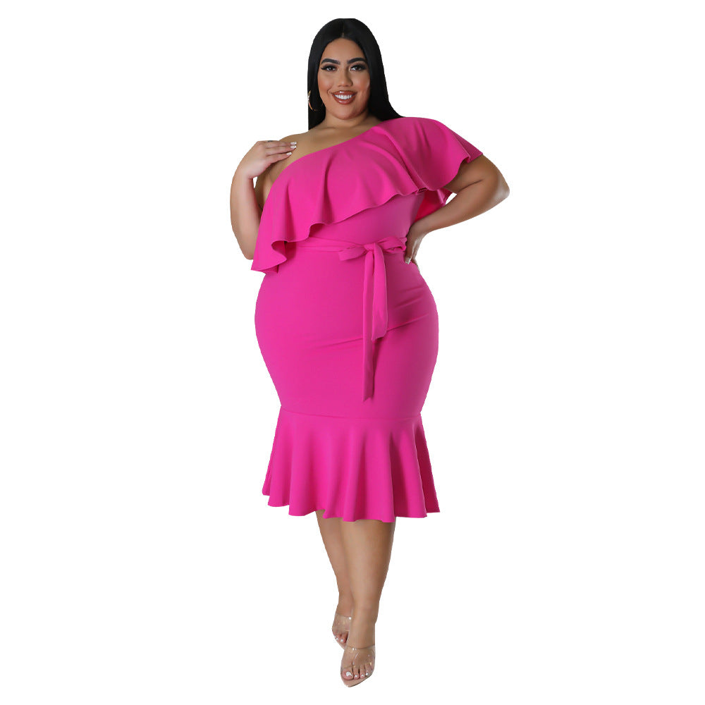 Fashionable Slim-fit Casual Mid-length Tube Dress For the Larger Ladys ladys dresses Distinguished Fine Apparel
