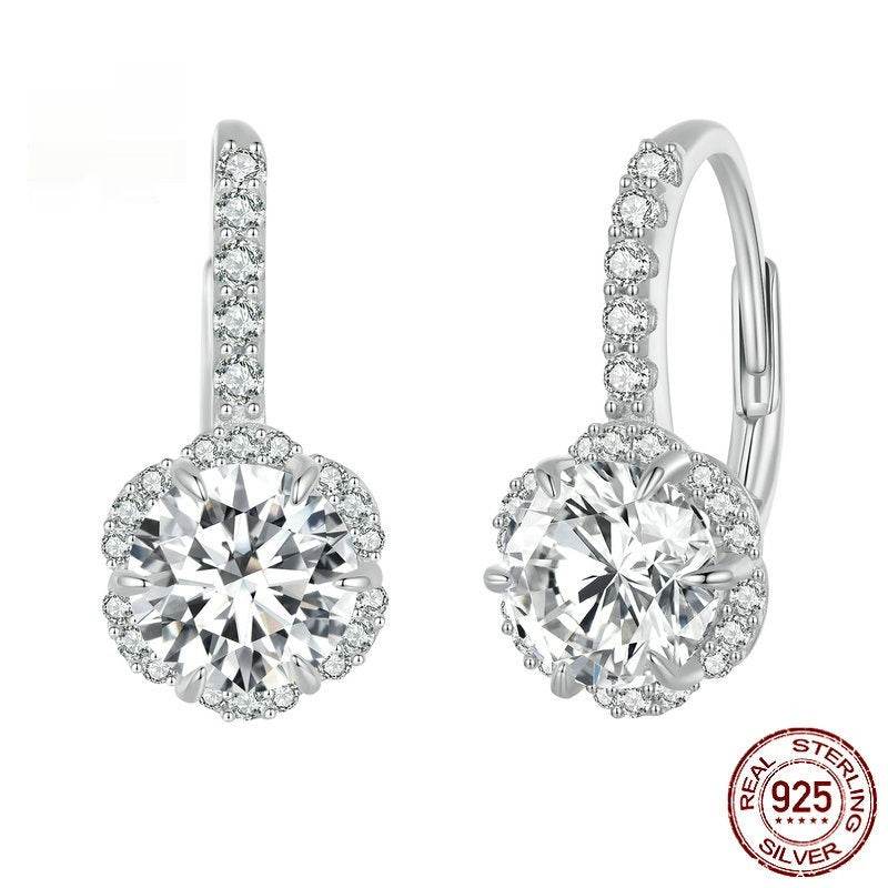 Ladies Sterling Silver Elegant Moissanite Earrings ladys accessorys Distinguished Fine Apparel MSE012 Silver 925 Silver