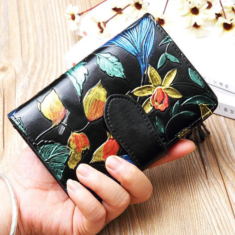 Roses For My Lady, Leather Wallet Short, Beautiful ladys accessorys Distinguished Fine Apparel Golden Leaf