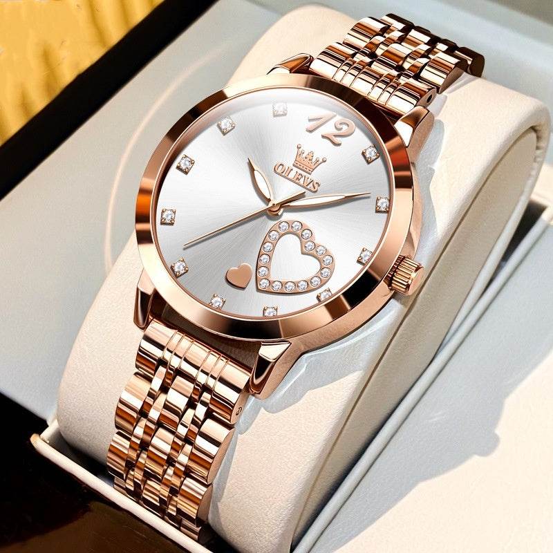 Beautiful Fashion Waterproof Quartz Watch – Timeless Elegance, Everyday Durability ladys watch Distinguished Fine Apparel Rose White