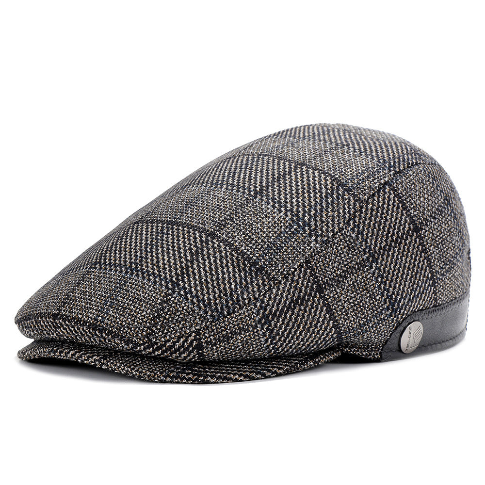 Woolen Cheesecutter Herringbone Pattern Adjustable mens hats Distinguished Fine Apparel 87 ZH13 Coffee Adjustable