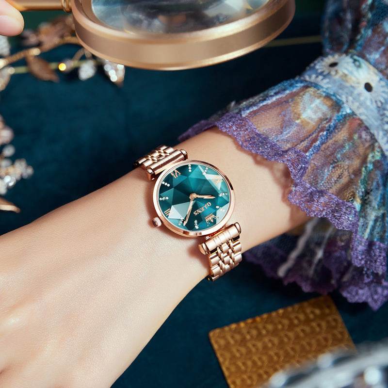 Mechanical Waterproof Quartz Watch – Light Luxury for Modern Women ladys watch Distinguished Fine Apparel Malachite Green Standard