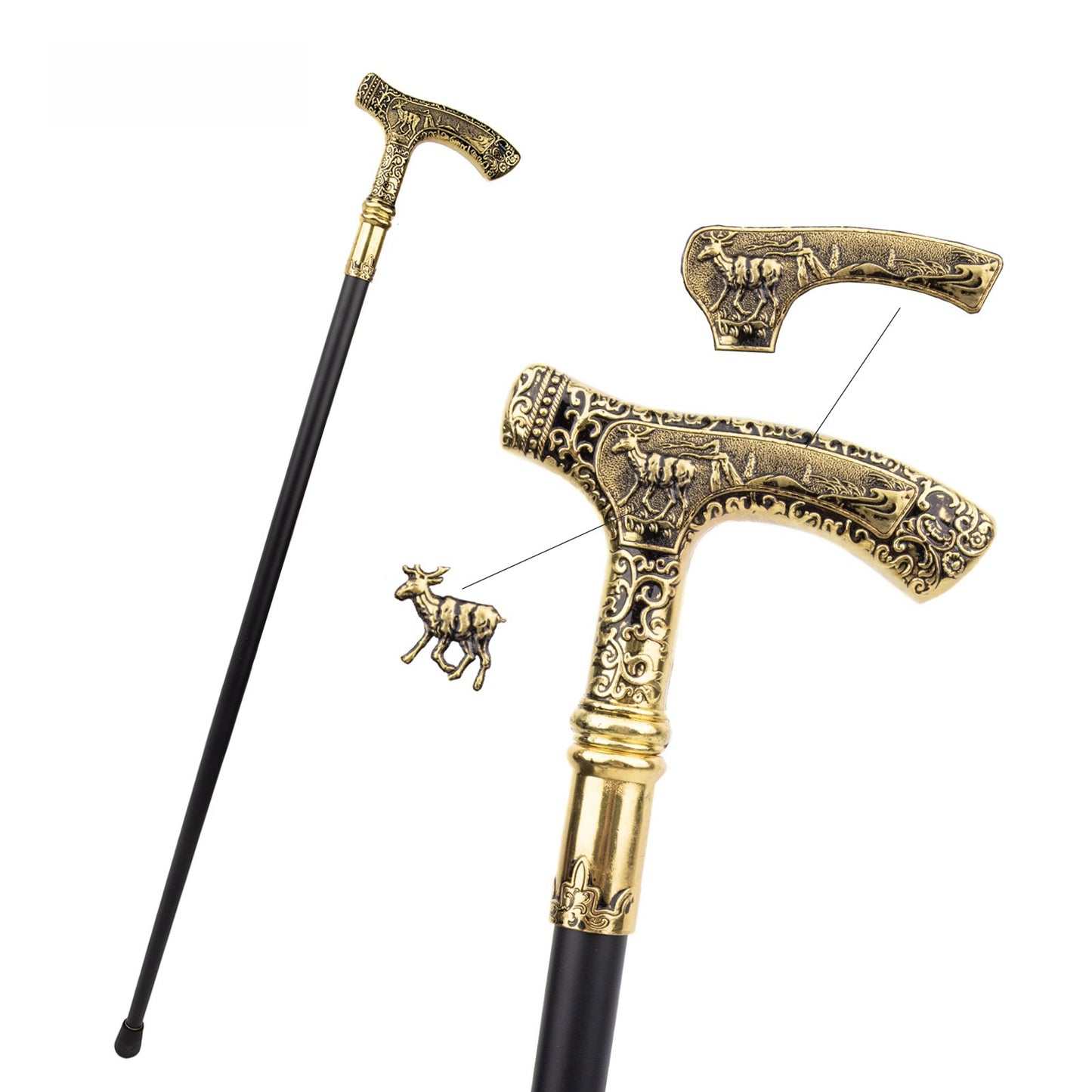 Statement Walking Cane walking stick Distinguished Fine Apparel Deer Double Section