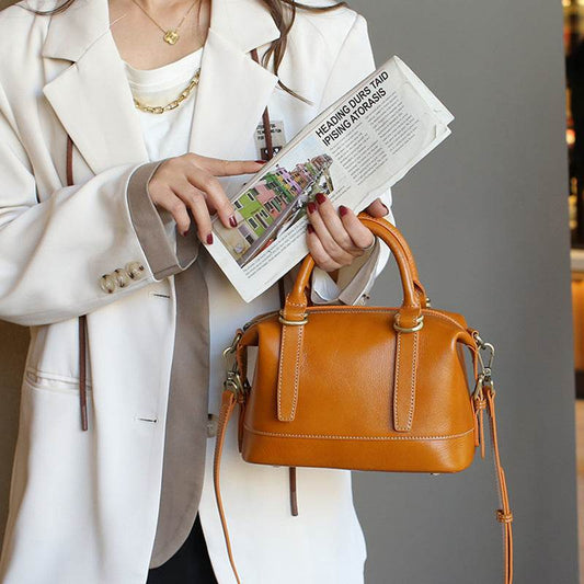 Genuine Leather Boston Shoulder Messenger Bag ladys accessorys Distinguished Fine Apparel
