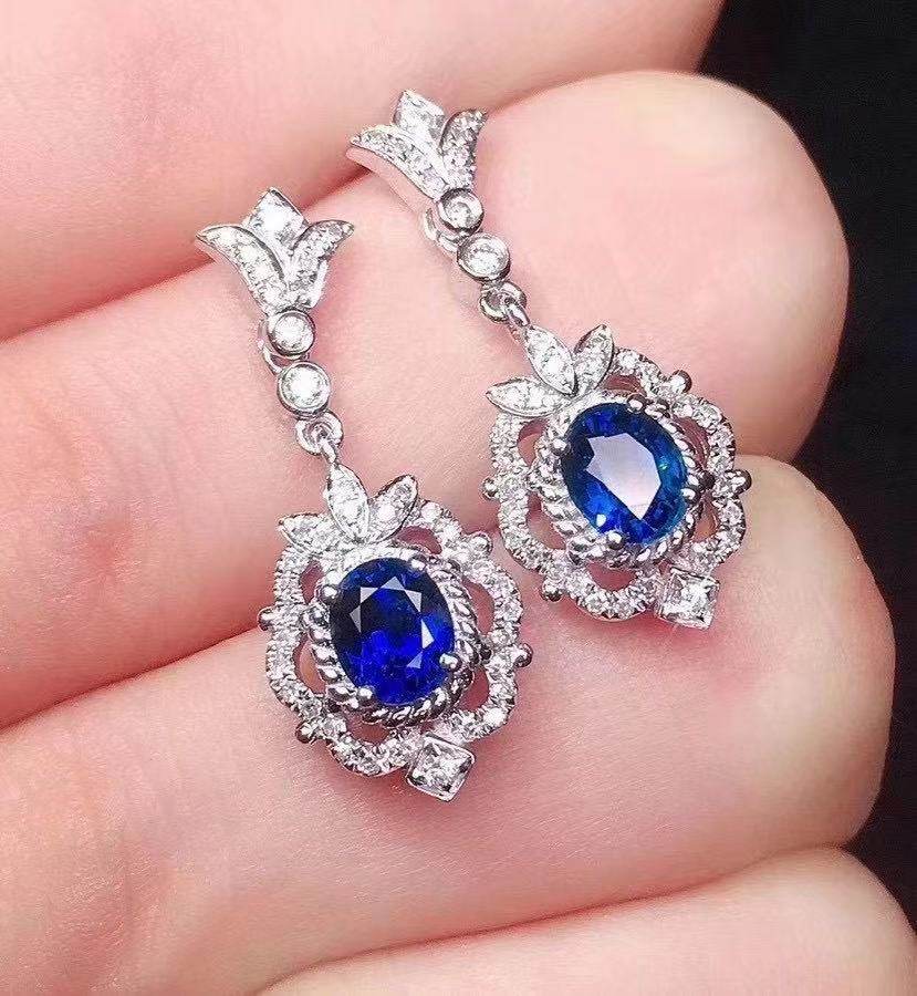 Natural Sapphire Inlaid Earrings – Timeless Elegance in 925 Sterling Silver ladys earrings Distinguished Fine Apparel