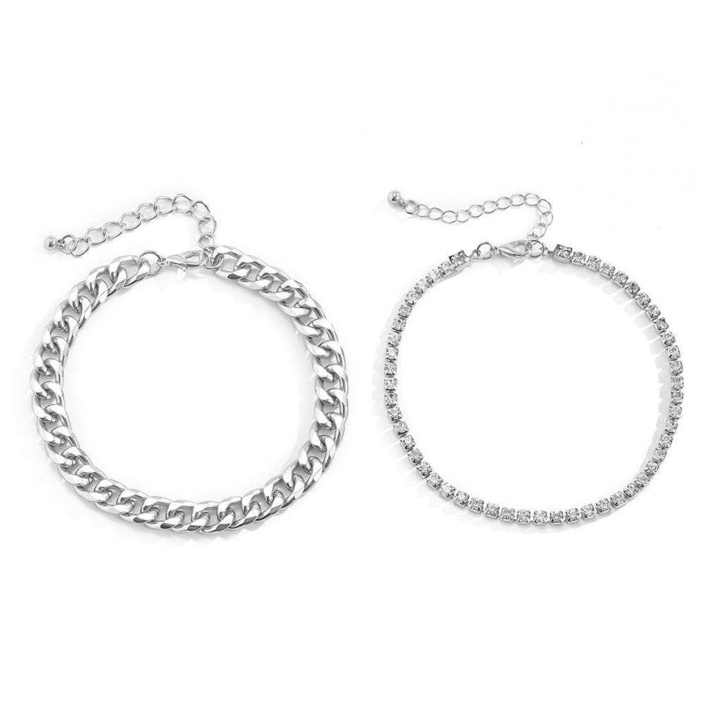 Personalized Exaggerated Claw Chain Anklet Set – Bold, Bling, and Unapologetically You ladys accessorys Distinguished Fine Apparel Silver