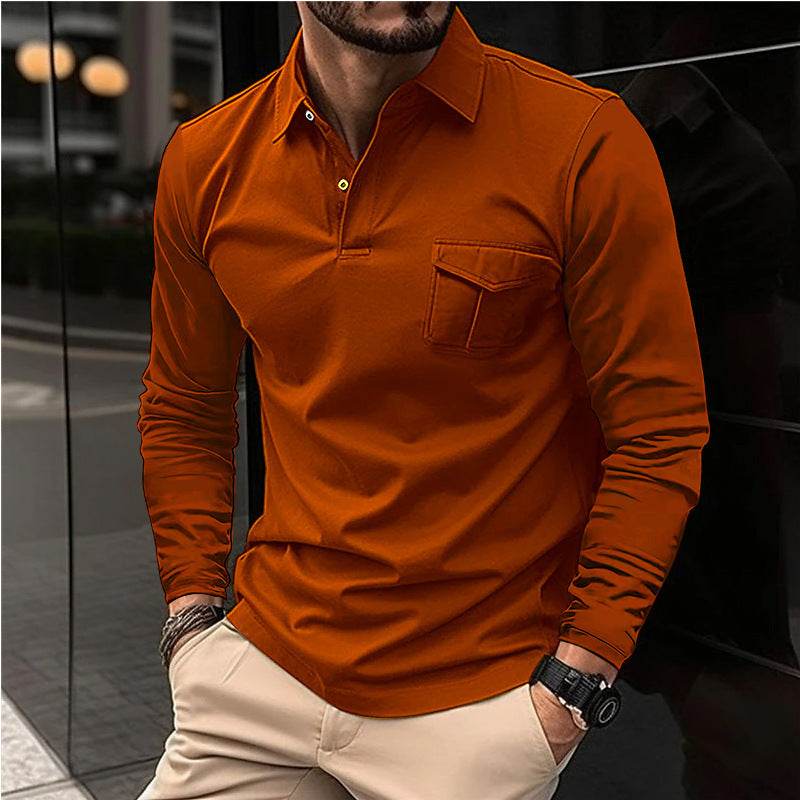 Gentlemen's Casual Polo Shirt - Sleek Professional gents top Distinguished Fine Apparel Caramel Color L