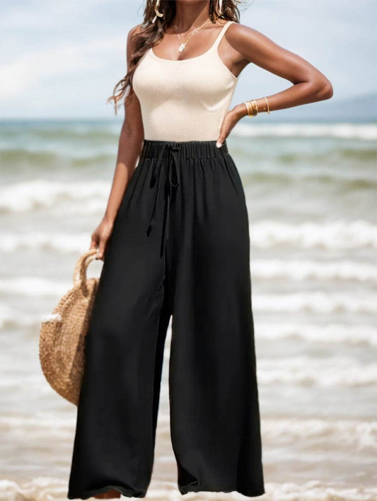 Elegant Women's Comfortable And Breathable High-waisted Wide Leg Pants ladys pants Distinguished Fine Apparel