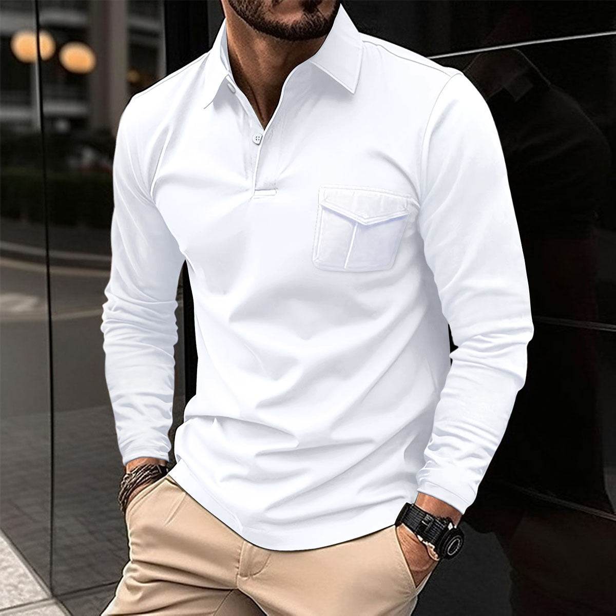 Gentlemen's Casual Polo Shirt - Sleek Professional gents top Distinguished Fine Apparel White L