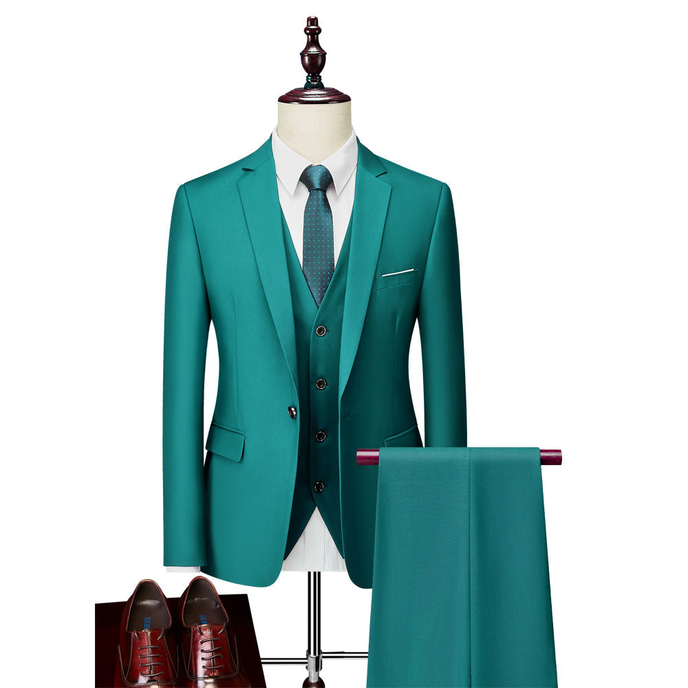 Retro Fashion Casual Men's Slim Suit mens suit Distinguished Fine Apparel Green S