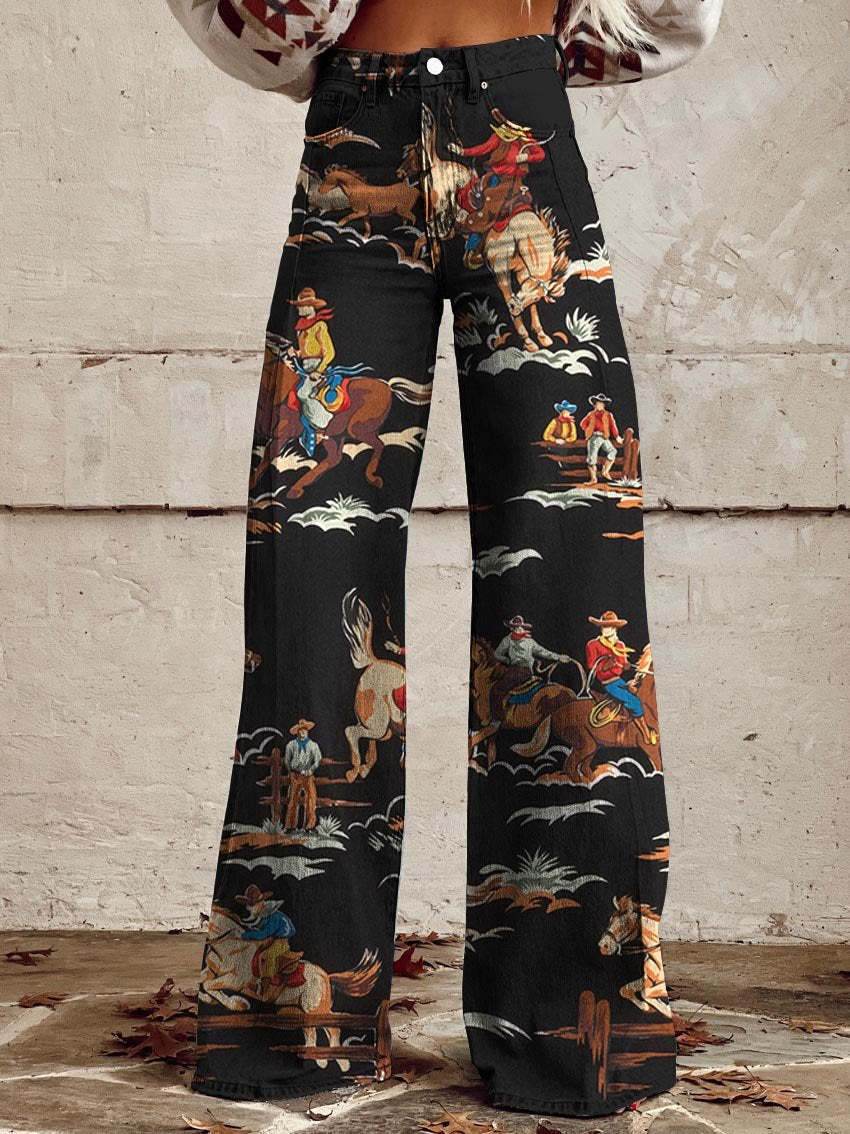 Women's Wide-leg Casual Trousers - Eccentric 3D Printed Statement Pants ladys pants Distinguished Fine Apparel