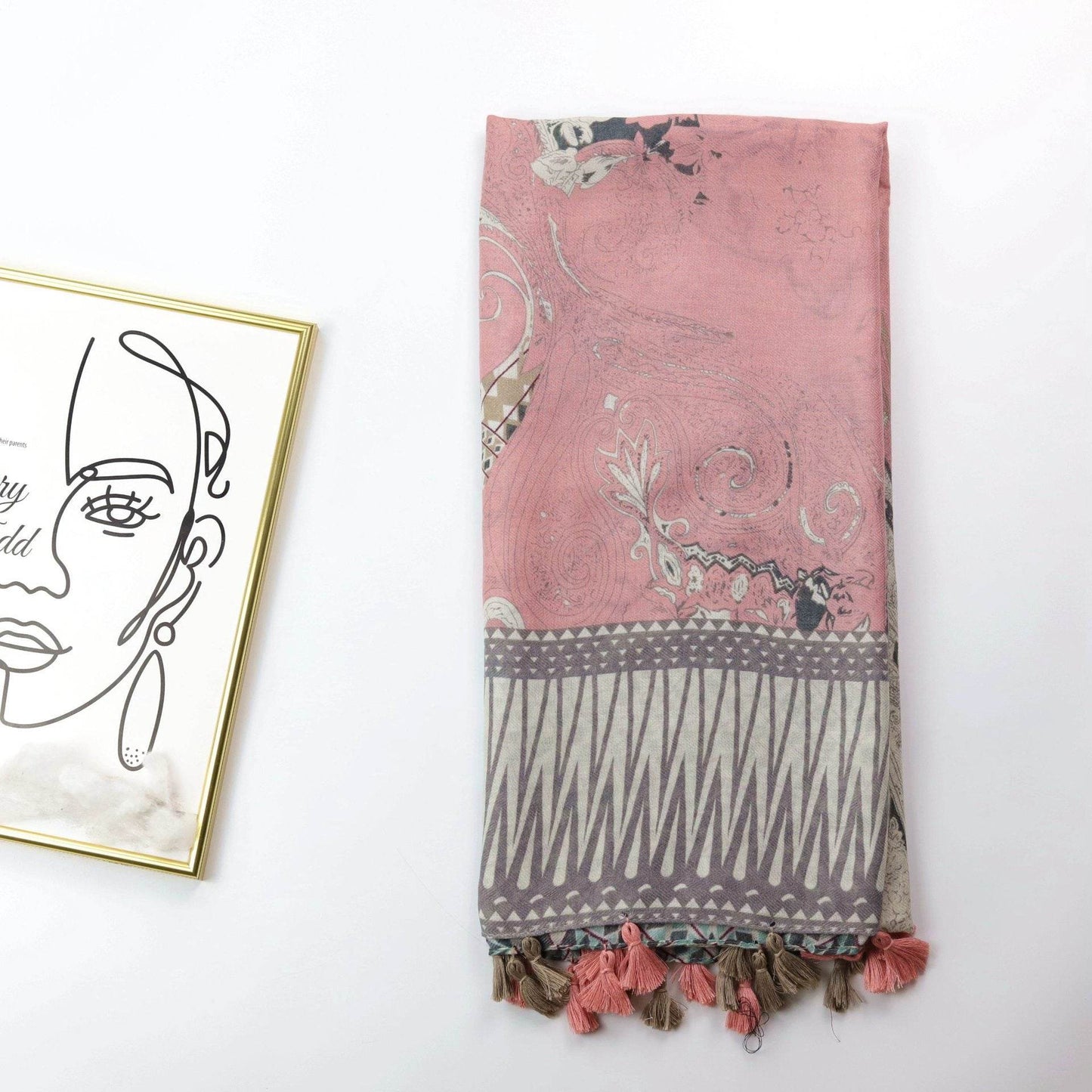 Lady's Cashew Print Silk Scarf Shawl for Elegant Styling ladys skafs Distinguished Fine Apparel Pink 90x180cm