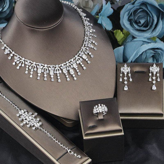 Bridal 3A Zircon Jewelry Set – Four-Piece Wedding Elegance jewelry set Distinguished Fine Apparel