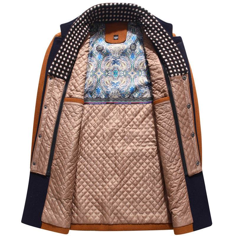 Men's Woolen Coat Thickened Scarf Collar Coat gents jacket Distinguished Fine Apparel