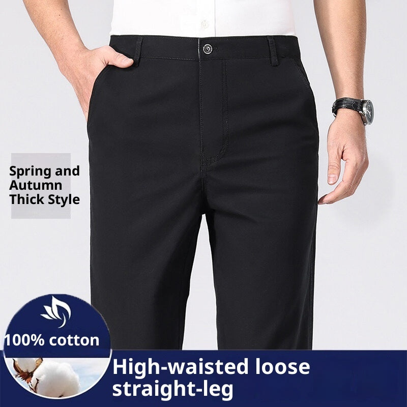 Men's Casual Straight-leg Cotton Plus Size Trousers mens pants Distinguished Fine Apparel Black Thick 29