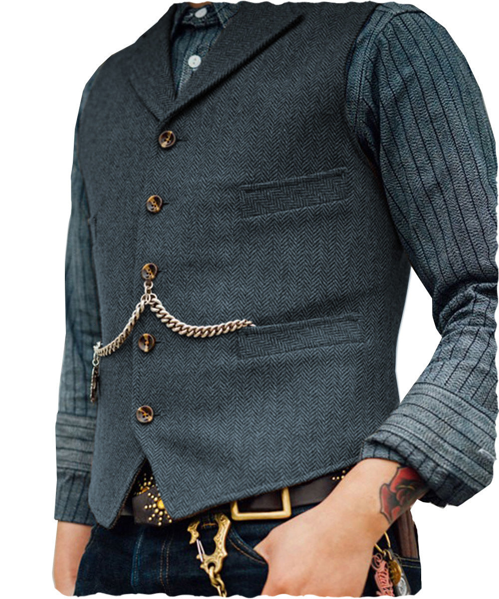 Men's Vest Wedding Groom Best Man Vest mens vest Distinguished Fine Apparel Light Navy L