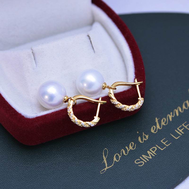 Freshwater White Pearl Earrings – 11–12mm, Perfect Circle, Fine Quality Luster ladys earrings Distinguished Fine Apparel