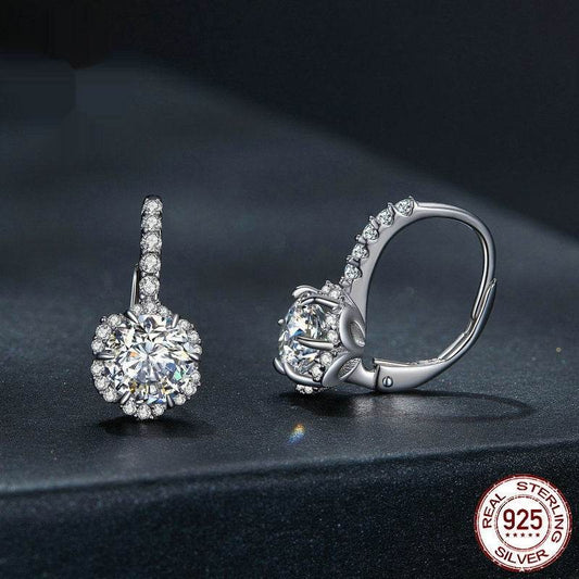 Ladies Sterling Silver Elegant Moissanite Earrings ladys accessorys Distinguished Fine Apparel