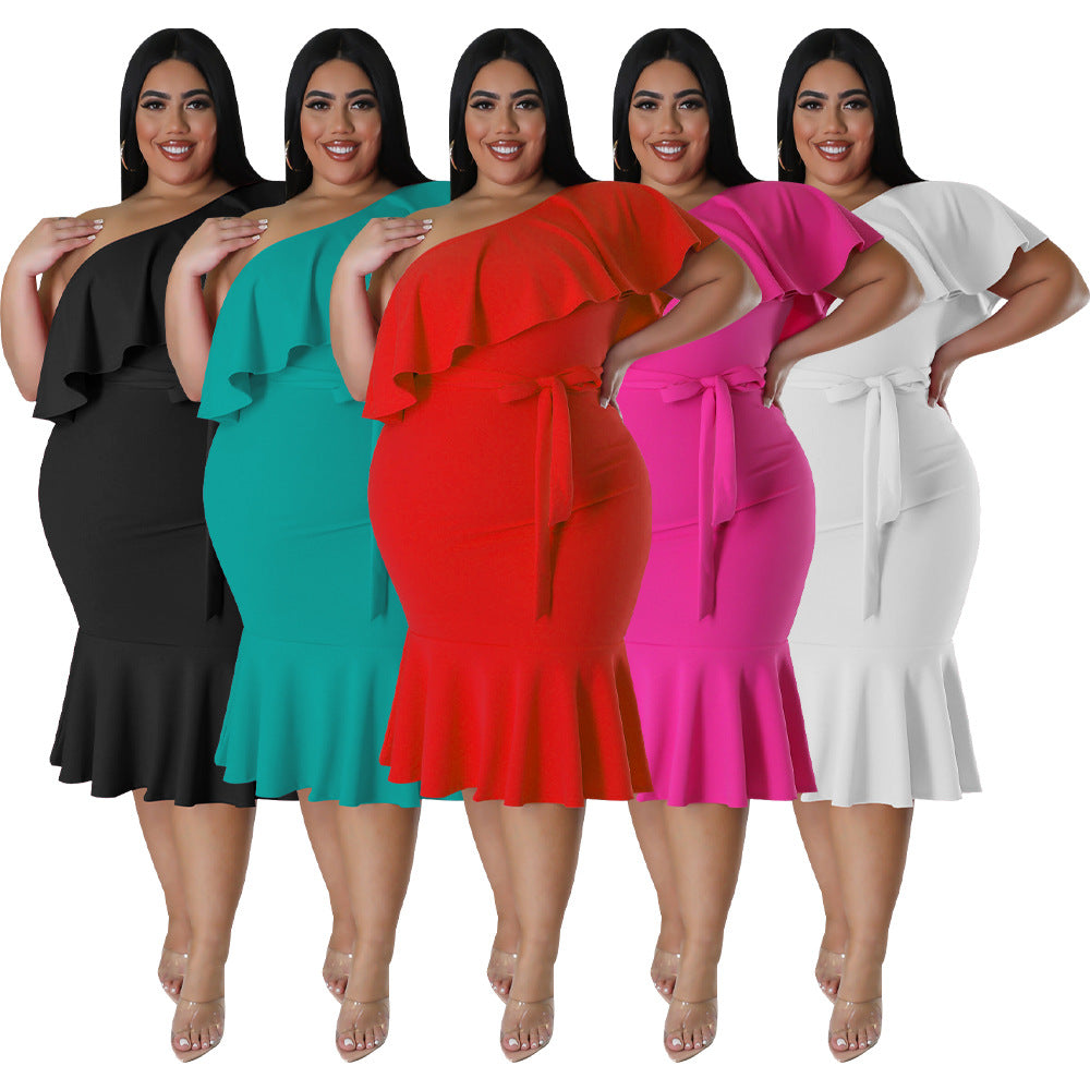 Fashionable Slim-fit Casual Mid-length Tube Dress For the Larger Ladys ladys dresses Distinguished Fine Apparel