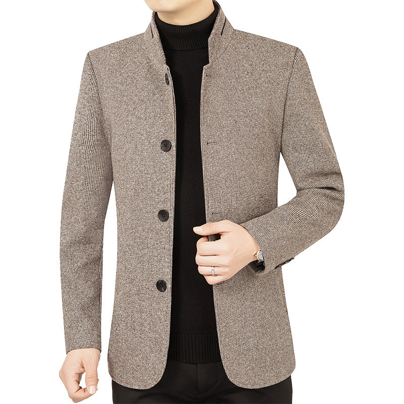 Stand Collar Wool Woolen Jacket Casual Coat mens coat Distinguished Fine Apparel JK2101 Light Coffee 170 M