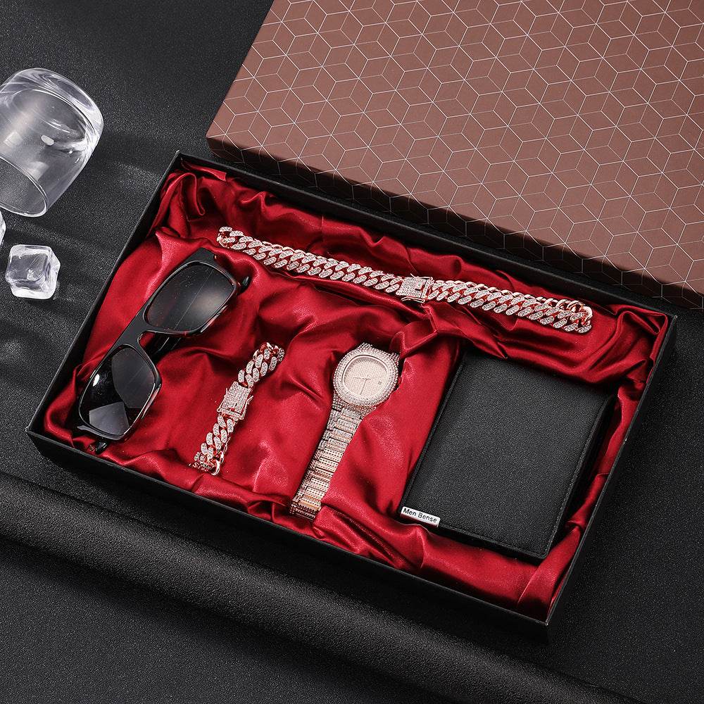 5-piece Men's Watch Gift Box Set gents watches Distinguished Fine Apparel Rose Gold