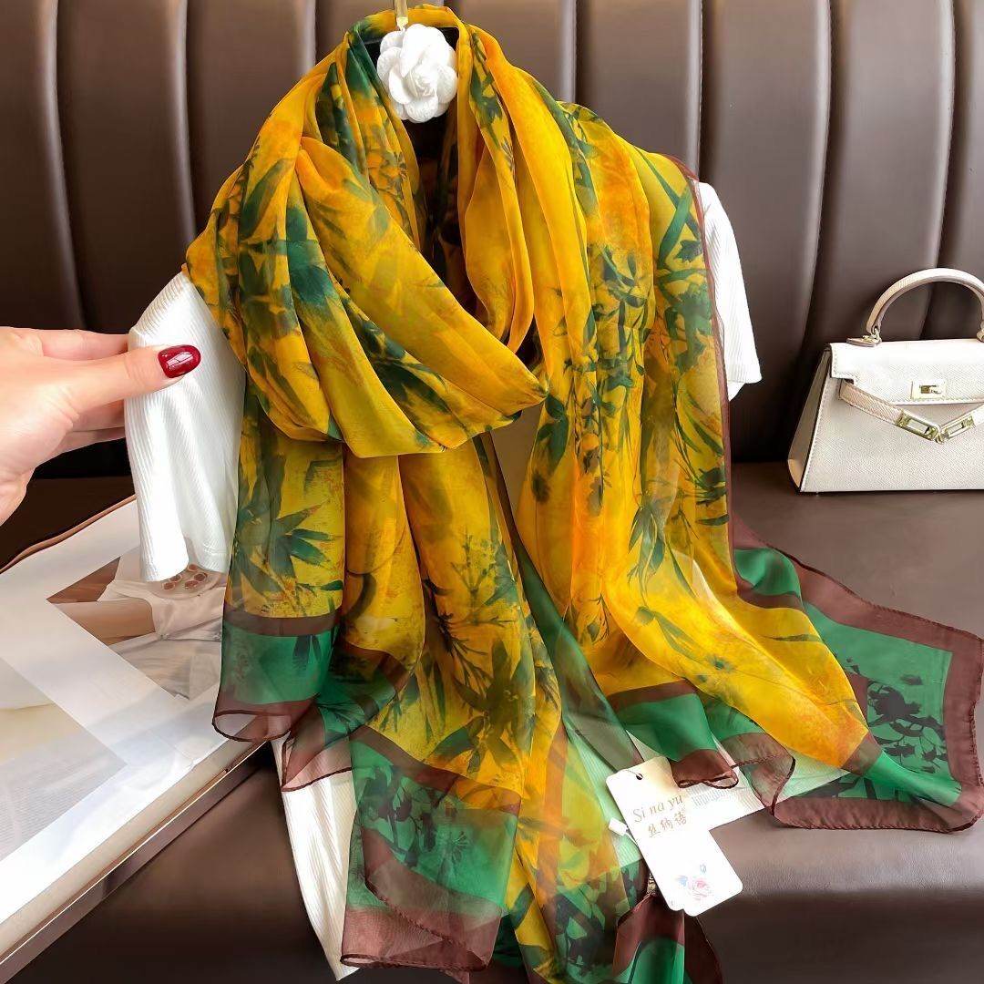 Elegant ladys Scarf - Long Elegant Vibrant ladys skafs Distinguished Fine Apparel Bamboo Presages Safety 180CMto130CM