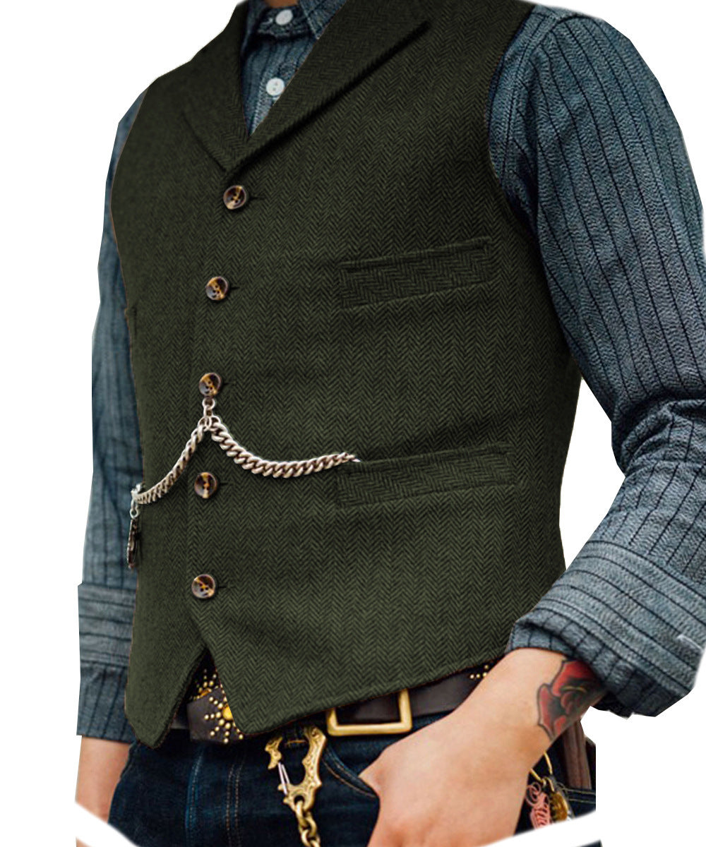 Men's Vest Wedding Groom Best Man Vest mens vest Distinguished Fine Apparel Army Green L
