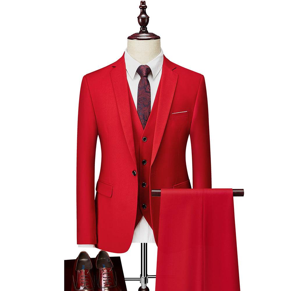 Men's Suit Three piece Business Formal Wear gents suit Distinguished Fine Apparel Red S